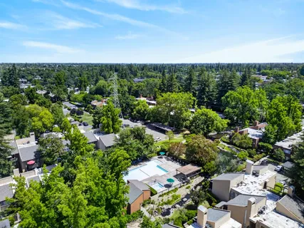 an aerial view of a city with lots of residential buildings