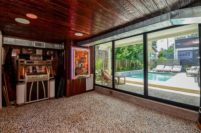 a view of a porch with furniture