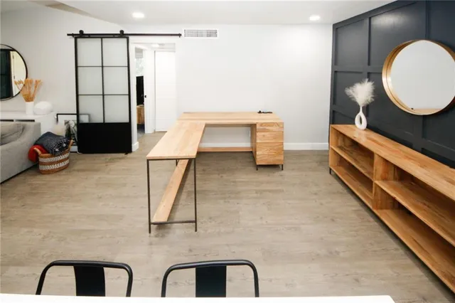 a living room with furniture