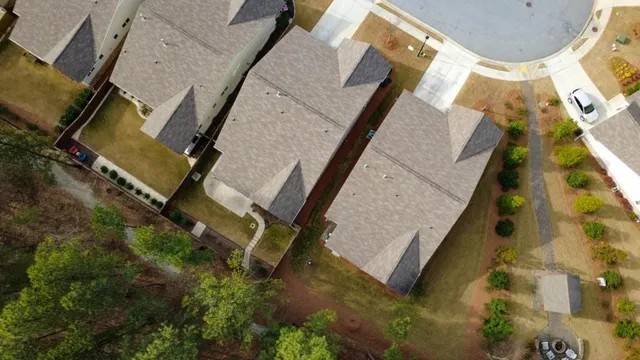 an aerial view of a house