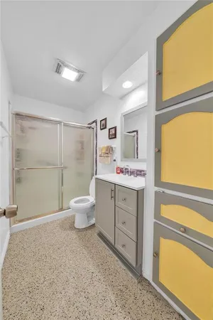 an aerial view of a house with a garden