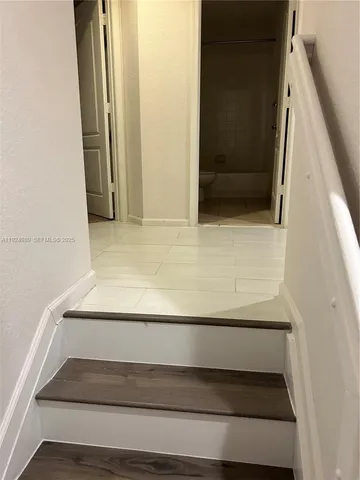 a bathroom with a bathtub