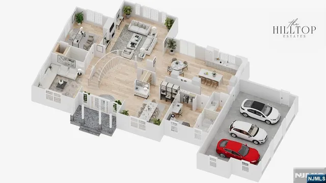 a living room with furniture and flat screen tv