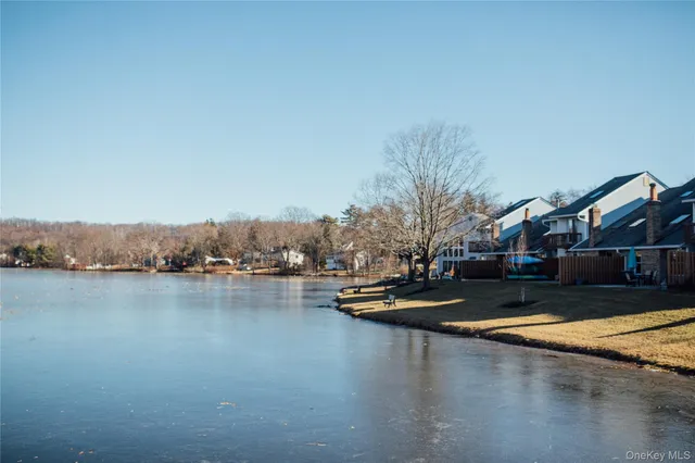 a view of a lake with houses