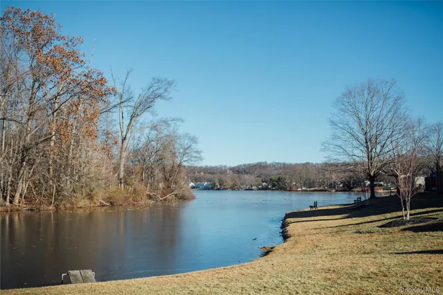 a view of a lake with houses