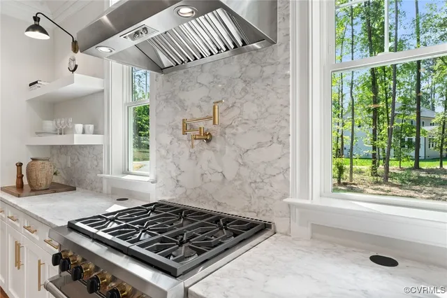 a view of a house with a large window