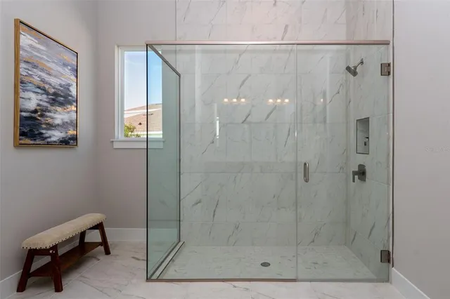 a bathroom with a shower
