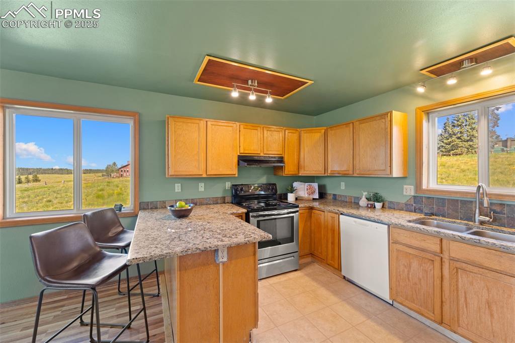 428 Ridge Drive Divide, CO 80814 - Photo 16 of 49 a kitchen with a stove a sink and a refrigerator