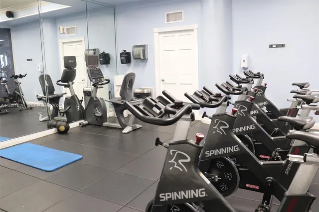 a view of a room with gym equipment