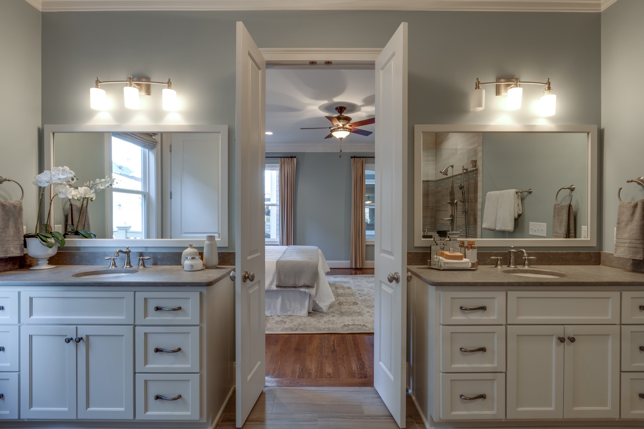 2019 Tabitha Drive Franklin, TN 37064 - Photo 36 of 47 a bathroom with a double vanity sink and a mirror