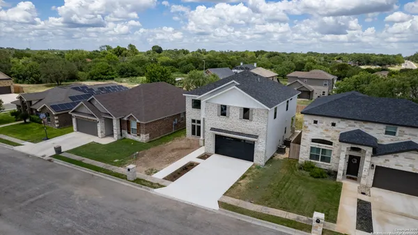 an aerial view of a house