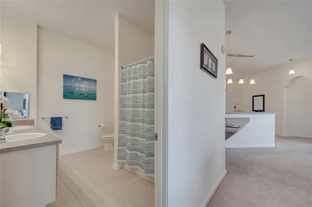 a bathroom with a sink a mirror and a shower