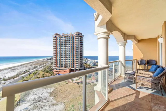 a view of balcony with ocean view