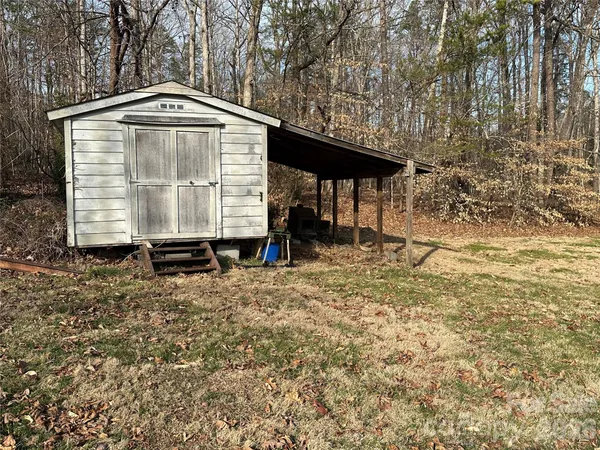 a view of a room with shelves