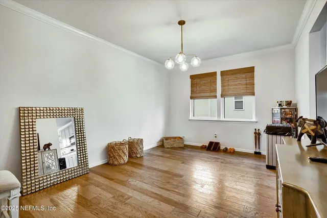 a view of a livingroom with a chandelier