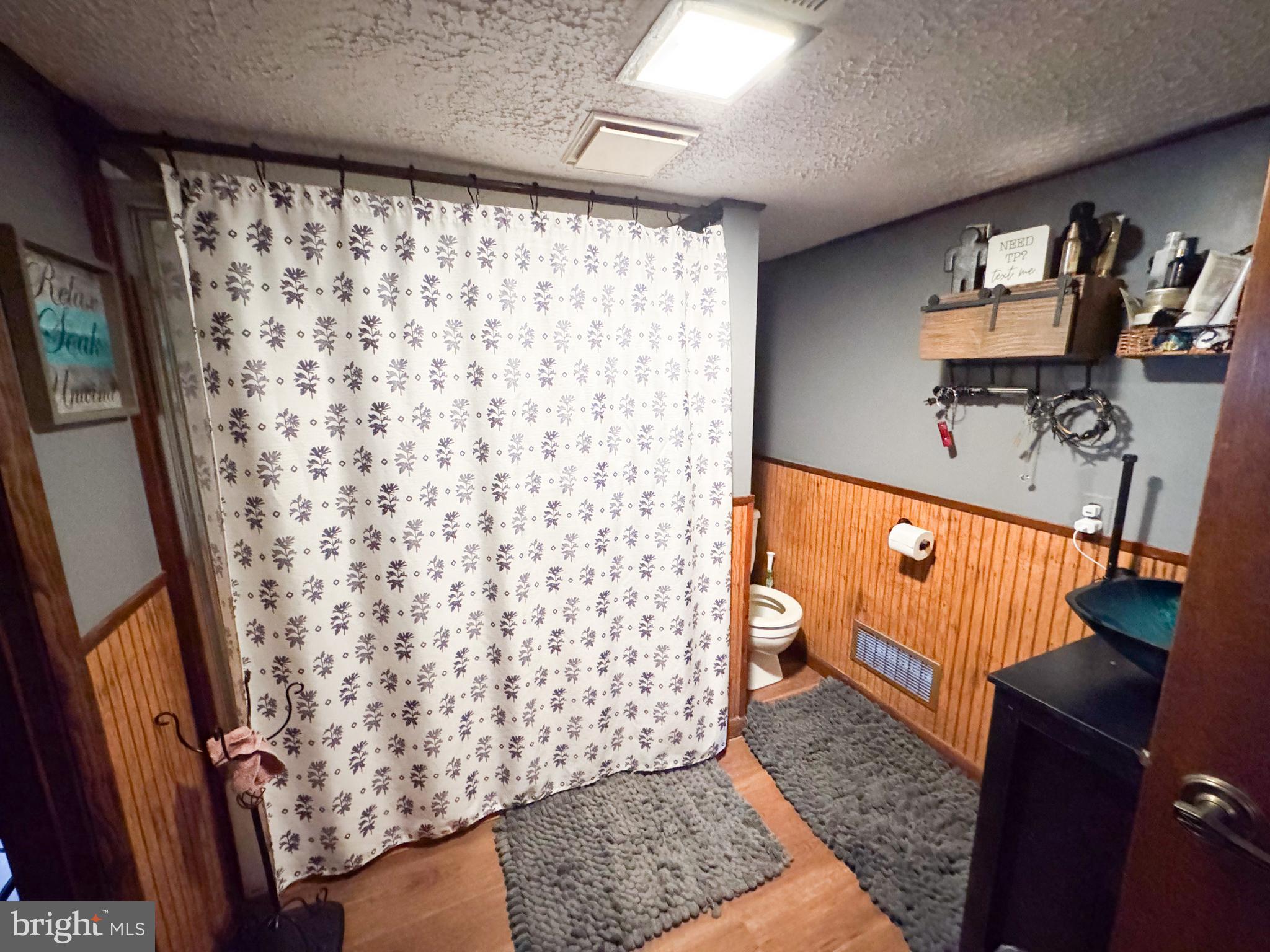12522 Bakers Hollow Road Hesston, PA 16647 - Photo 24 of 72 a bathroom with a toilet and a shower curtain