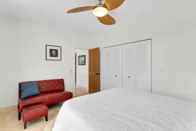 a view of a roof deck with palm trees