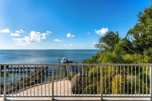 a view of a lake with boats and trees in the background