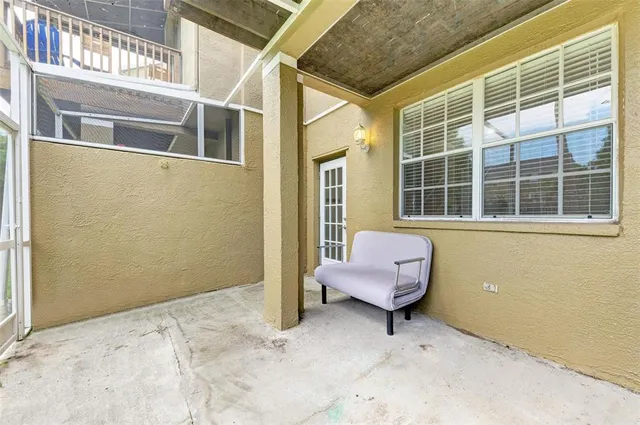 a view of a garden with a slide