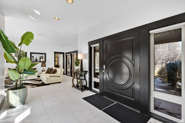 145 Carnesecca Court Mapleton, UT 84664 - Photo 6 of 109 Entrance foyer with recessed lighting and light marble finish floors