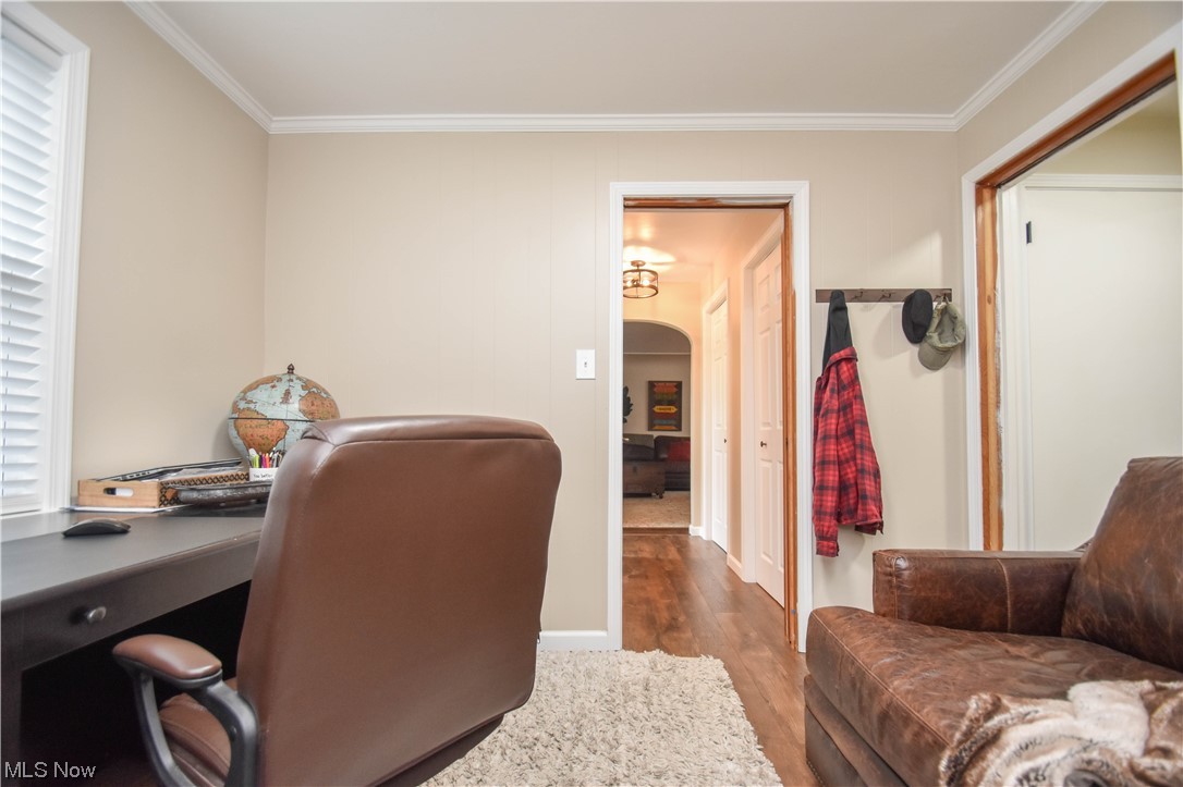165 Warner Road Hubbard, OH 44425 - Photo 21 of 43 Office with dark hardwood / wood-style floors and ornamental molding