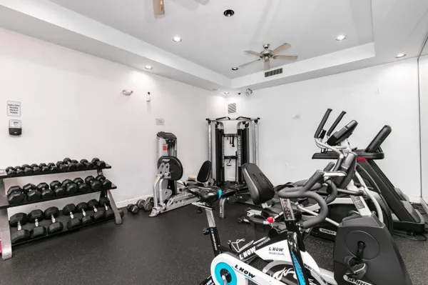 a view of a room with gym equipment