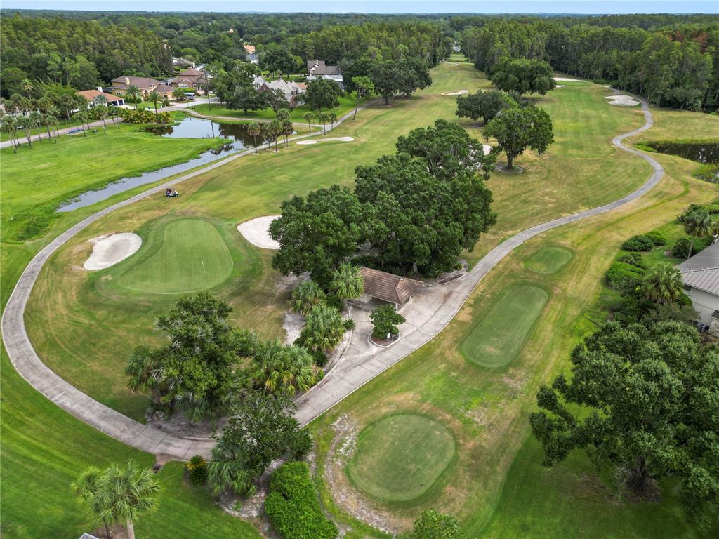 4947 Mill Pond Road, Unit 3103 & 3105 Wesley Chapel, FL 33543 - Photo 19 of 46 an aerial view of a house with a yard and lake view