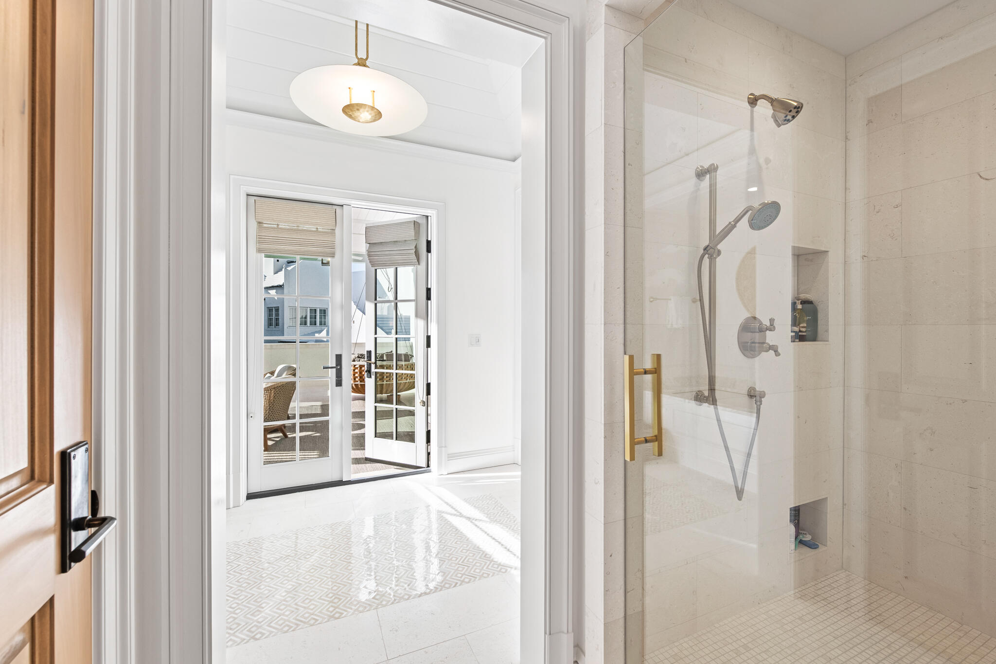 16 Smugglers Alley Inlet Beach, Unit BB6 Inlet Beach, FL 32461 - Photo 30 of 57 a view of a bathroom with a shower and a mirror