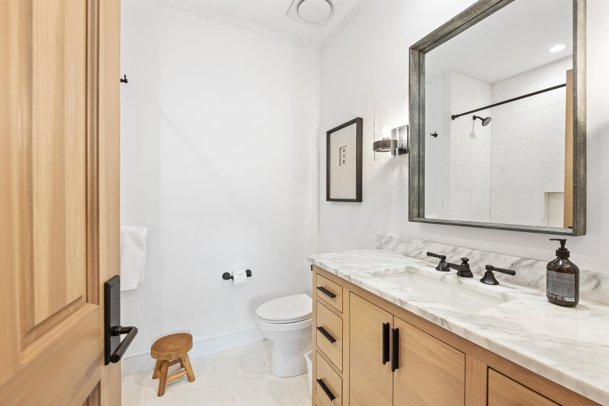 16 Smugglers Alley Inlet Beach, Unit BB6 Inlet Beach, FL 32461 - Photo 42 of 57 a bathroom with a granite countertop sink mirror vanity and toilet