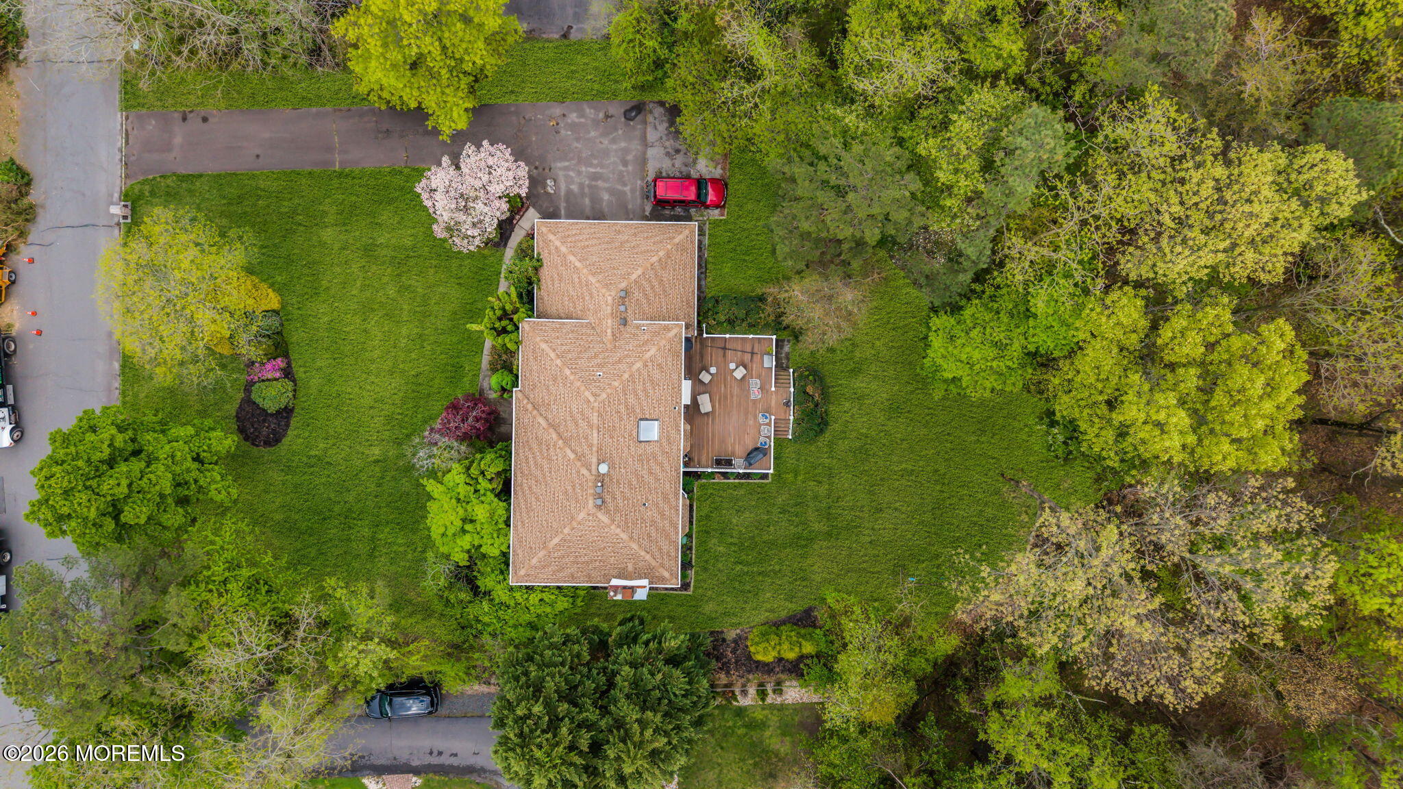 4 Quaker Hill Road Jackson, NJ 08527 - Photo 66 of 70 an aerial view of residential house with outdoor space and trees all around