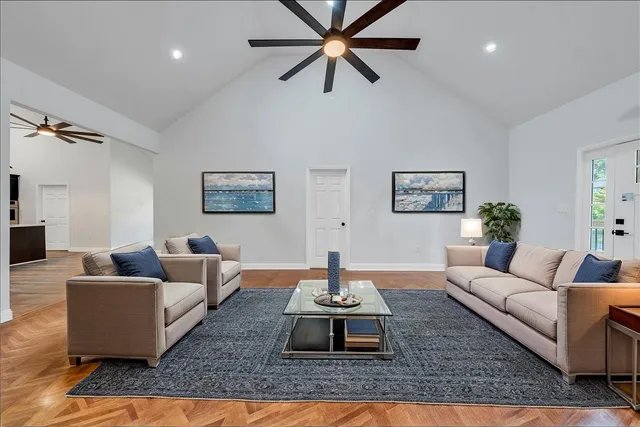 a living room with furniture and a couch
