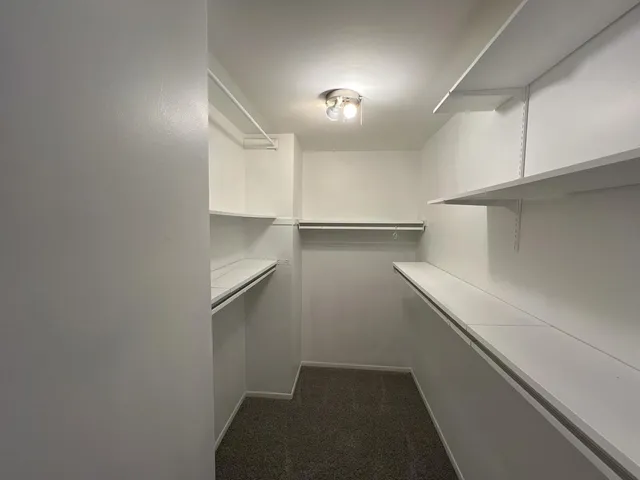 a view of an empty walk in closet