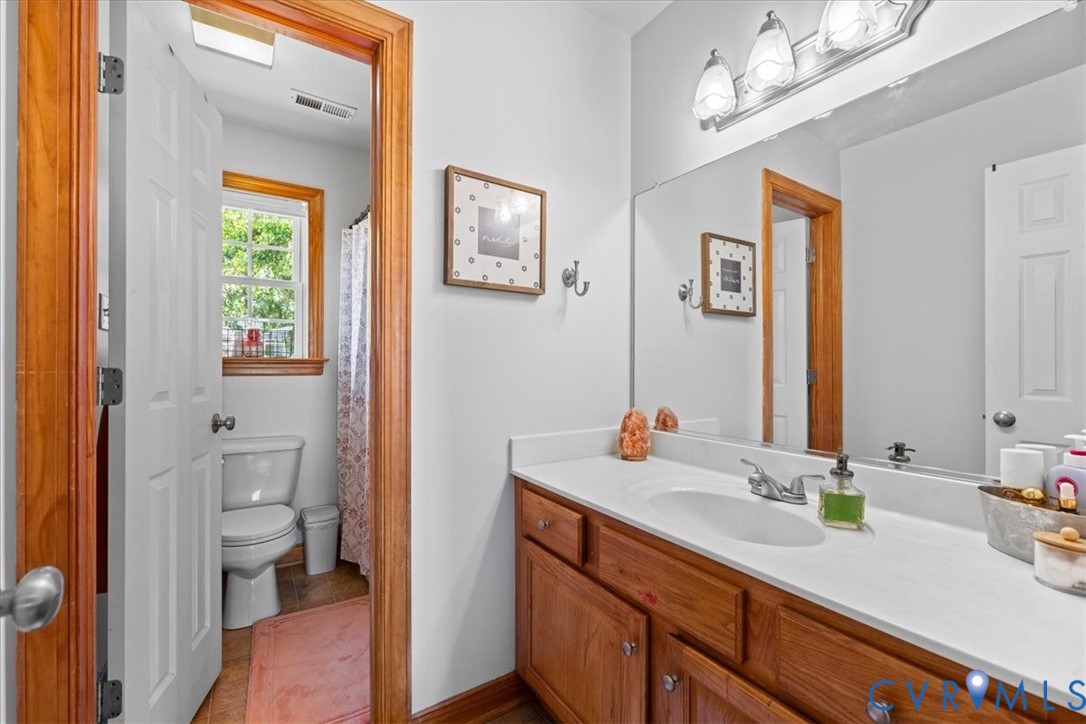 3137 Trenholm Road Powhatan, VA 23139 - Photo 40 of 72 a bathroom with a sink a toilet and a mirror
