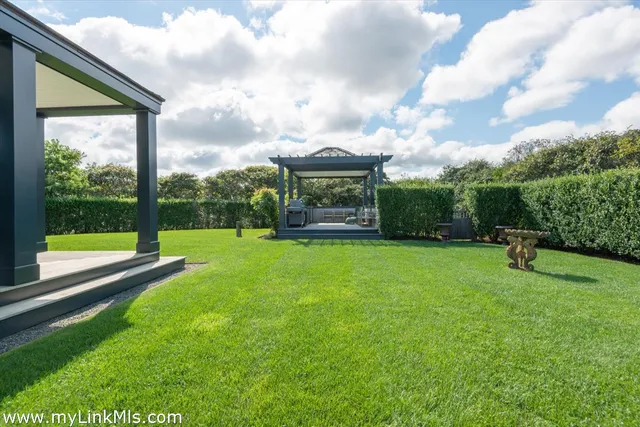 a view of a garden with a slide