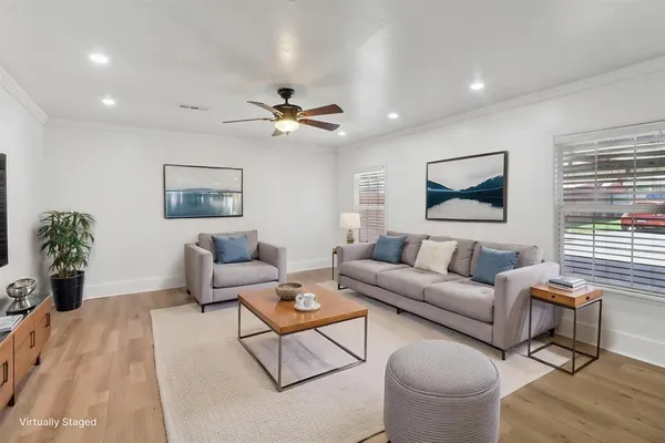 a living room with furniture