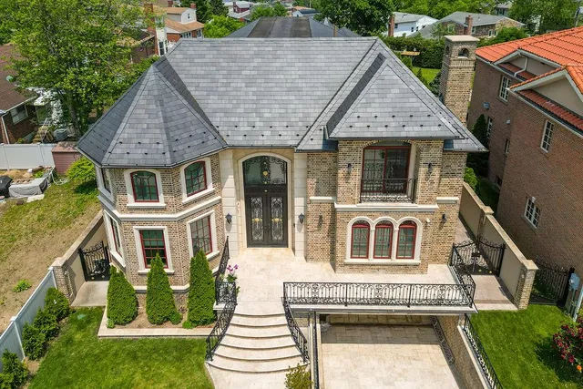 an aerial view of a house