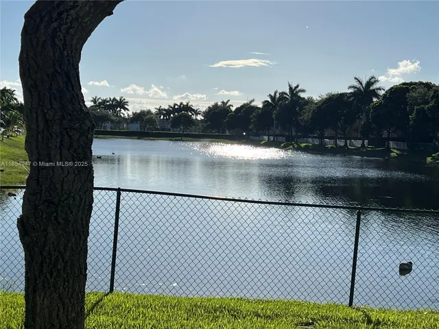 a view of a backyard with large trees