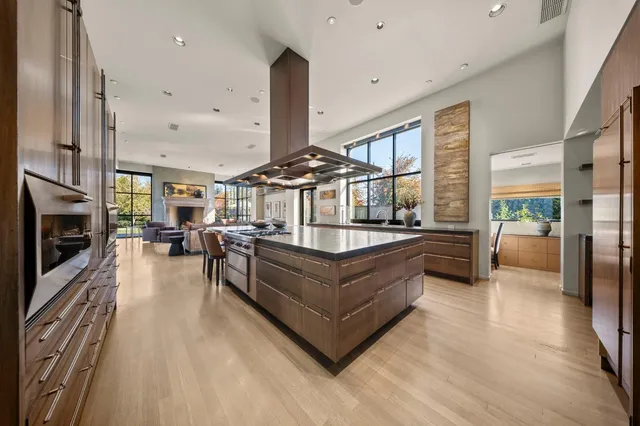 a view of a living room and dining room