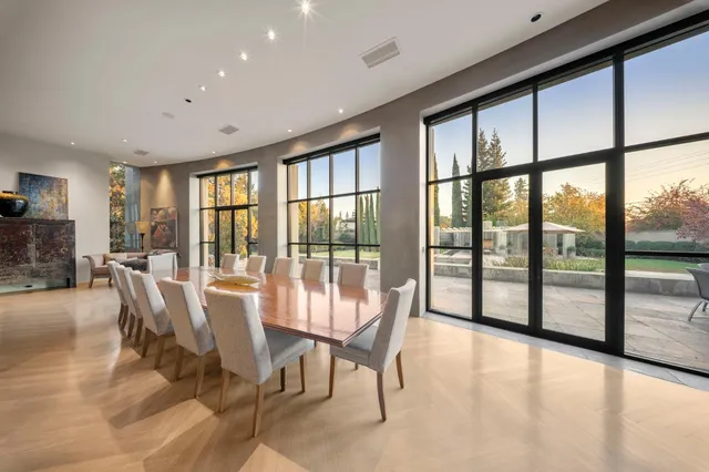 a large living room with a large window