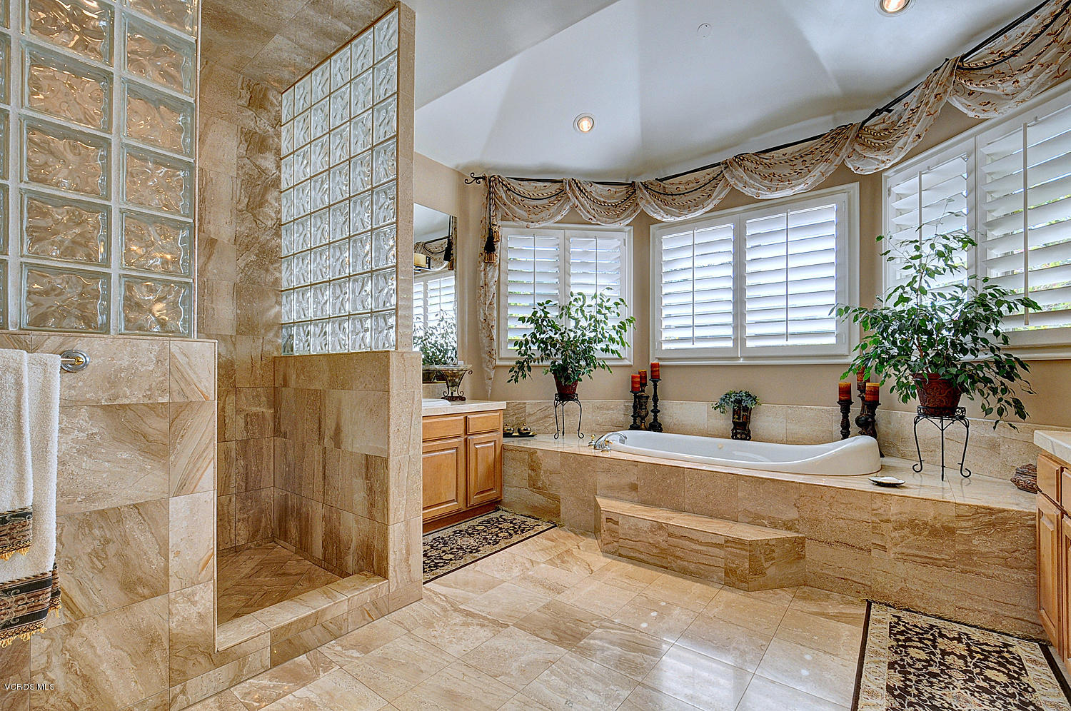 11186 Red Barn Road Camarillo, CA 93012 - Photo 30 of 41 a bathroom with a tub a potted plant and a large window