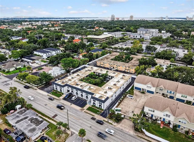 an aerial view of a city