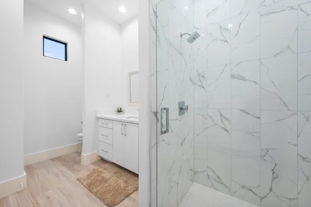 a bathroom with a shower