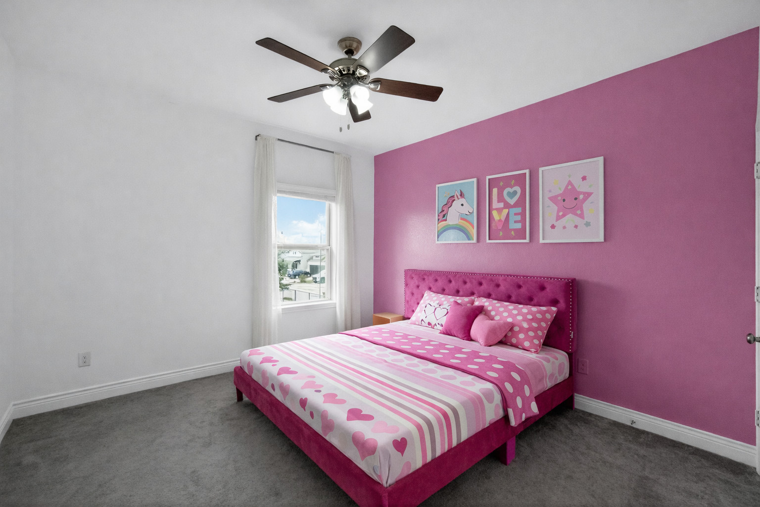 400 Cortona Lane Georgetown, TX 78628 - Photo 25 of 40 Bedroom featuring dark carpet and ceiling fan