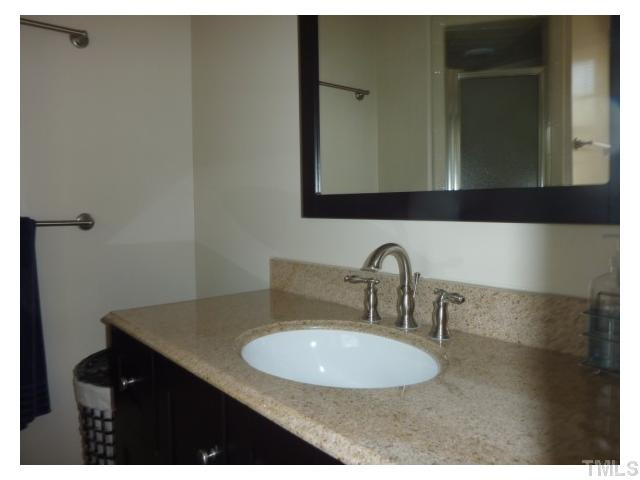 5407 Fortunes Ridge Drive Durham, NC 27713 - Photo 13 of 22 a bathroom with a sink and a mirror