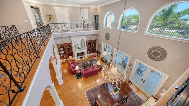 a view of balcony with furniture