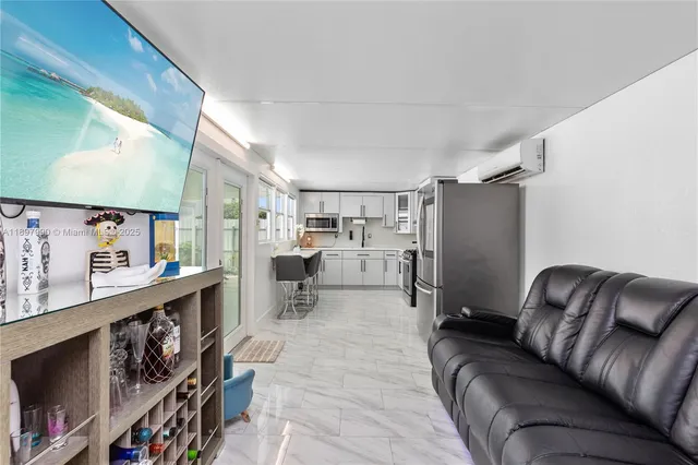 a living room with furniture