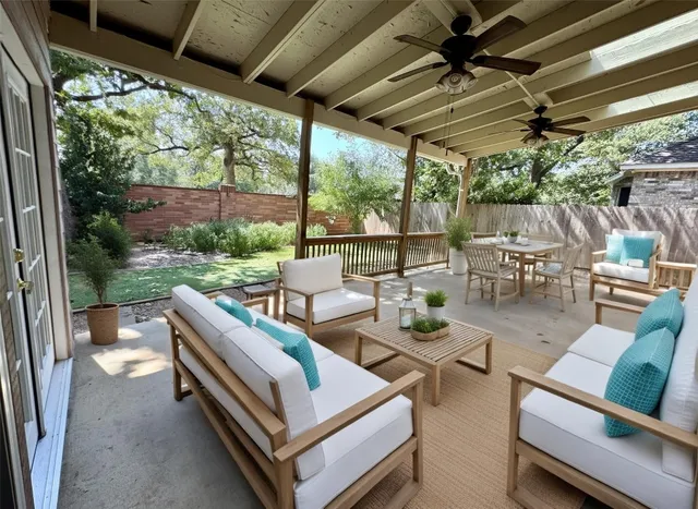 a view of yard with patio