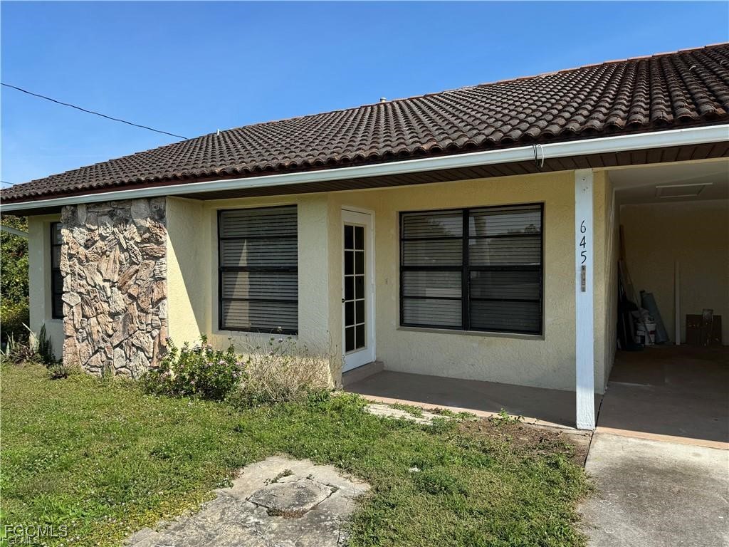 a front view of a house