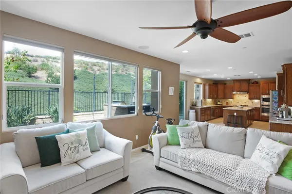 a large living room with a large window