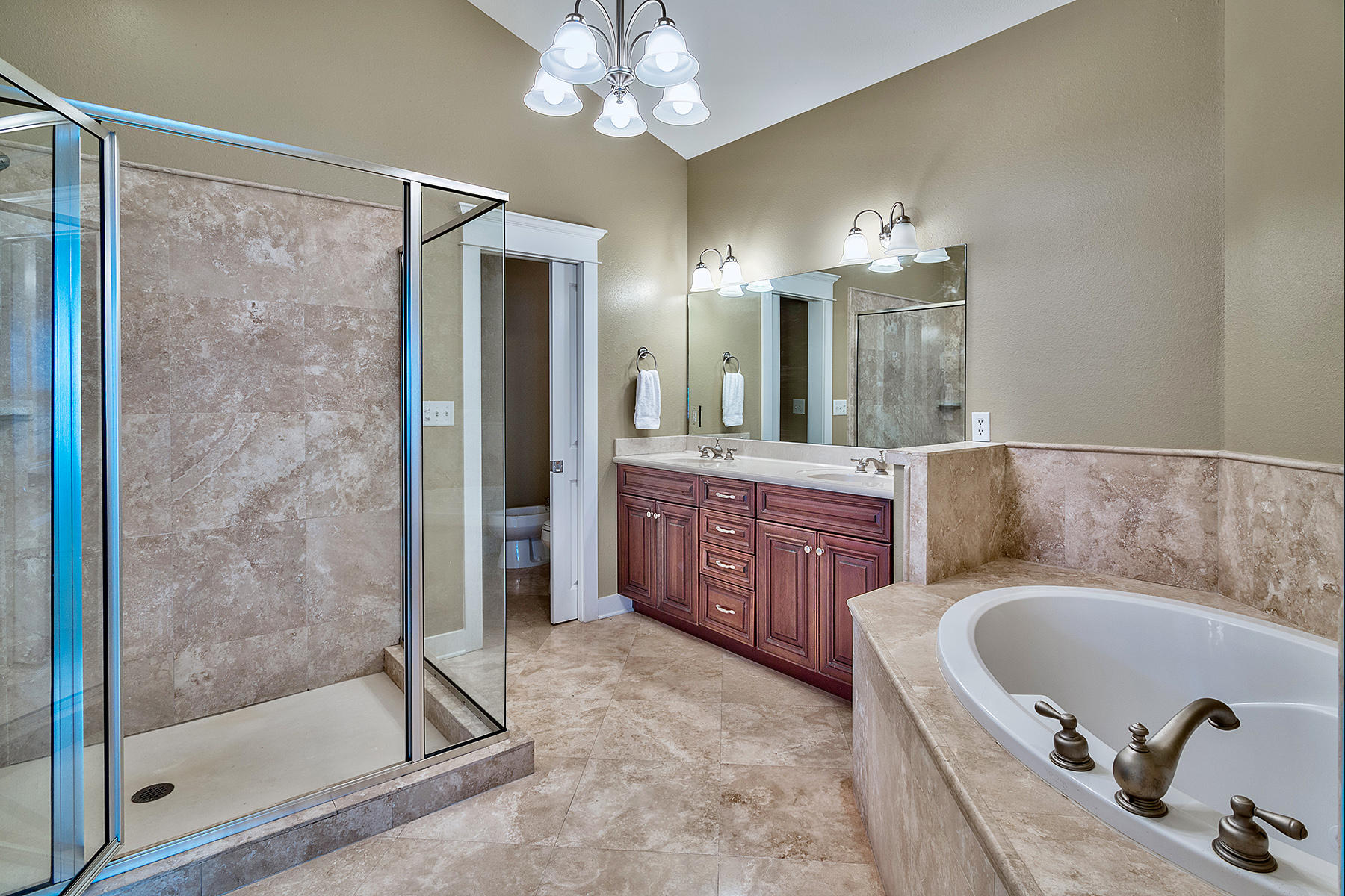 171 Chivas Lane Santa Rosa Beach, FL 32459 - Photo 18 of 32 a bathroom with a tub a sink shower and mirror